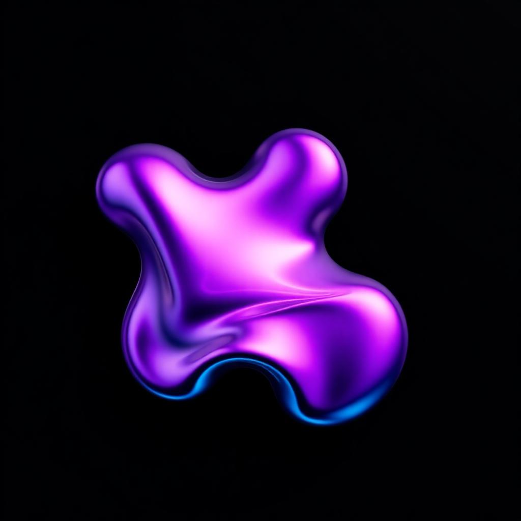 Abstract iridescent liquid sculpture representing Xymora AI trading